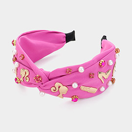 Barbie Pearl Lipstick Mirror Heart Knot Headband