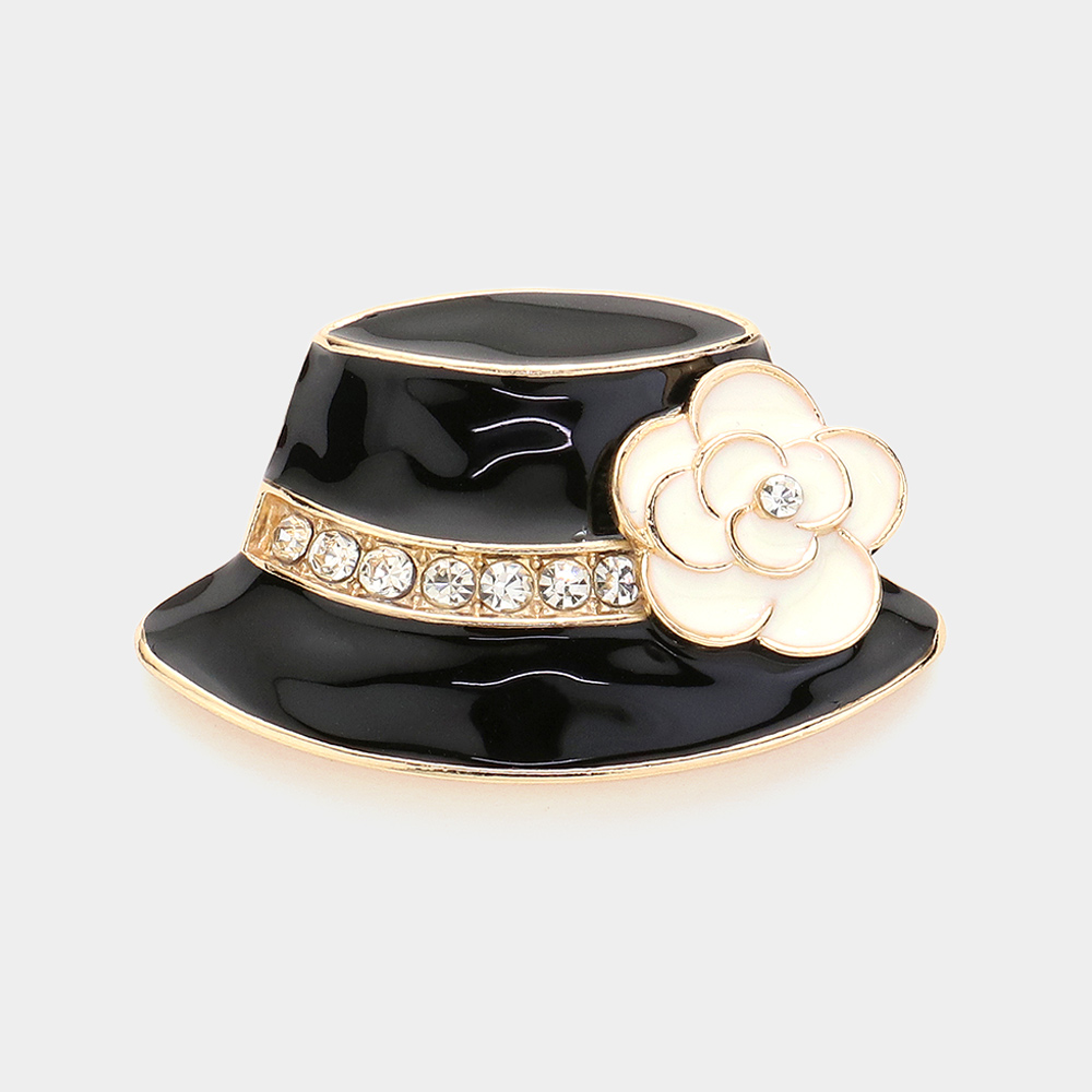 Wona Trading Crystal Floral Gold Brooch