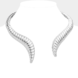 Textured Metal Choker Necklace