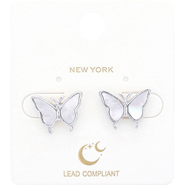 Mother Of Pearl Butterfly Stud Earrings