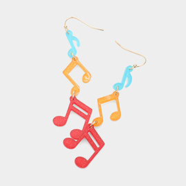 Resin Music Note Link Dropdown Earrings