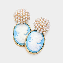 Pearl Cameo Dangle Earrings