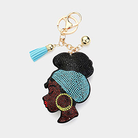 Bling Afro Woman Keychain