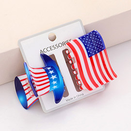 2PCS - Acrylic American USA Flag Printed Hair Claw Pin Set 
