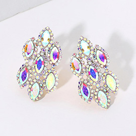 Marquise Stone Embellished Clip On Earrings