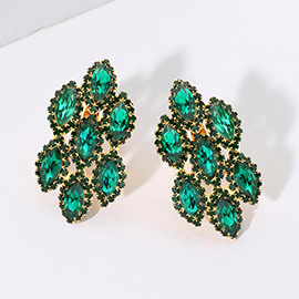 Marquise Stone Embellished Clip On Earrings