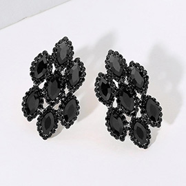 Marquise Stone Embellished Clip On Earrings