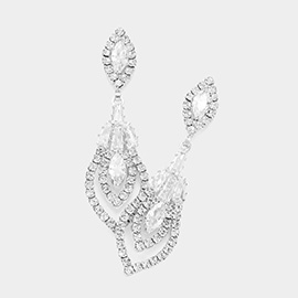Marquise CZ Stone Pointed Evening Dangle Earrings