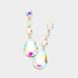 Teardrop Crystal Stone Accented Evening Earrings