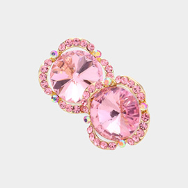 Round Crystal Stone Accented Evening Earrings