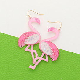 Resin Flamingo Dangle Earrings