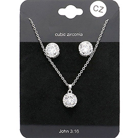 CZ Round Stone Accented Pendant Necklace