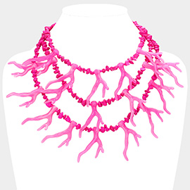 Resin Coral Double Layered Statement Necklace