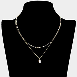 Pearl Strand Layered Pearl Pendant Necklace