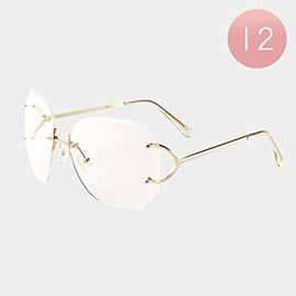 12PCS - Clear Lens Rimless Sunglasses