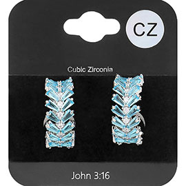 CZ Stone Cluster Embellished Evening Hoop Earrings