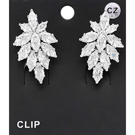 Marquise CZ Stone Embellished Evening Clip On Earrings