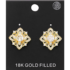 18K Gold Filled Marquise CZ Stone Pointed Evening Stud Earrings