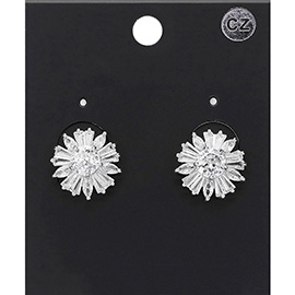 CZ Stone Flower Stud Earrings
