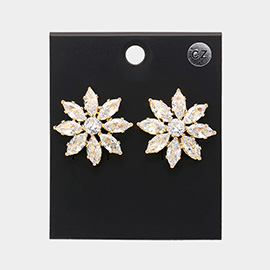 18K Gold Filled CZ Stone Embellished Flower Evening Stud Earrings