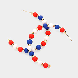 American USA Flag Colored Ball Hoop Earrings