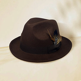Feather Bow Pointed Fedora Hat