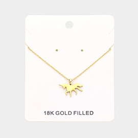18K Gold Filled Unicorn Pendant Necklace