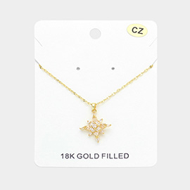 18K Gold Filled CZ Stone Star Pendant Necklace