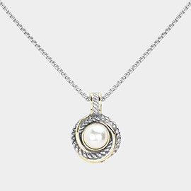 14K Gold Plated Pearl Pendant Necklace