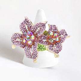 Rhinestone Crystal Bloom Flower Stretch Ring