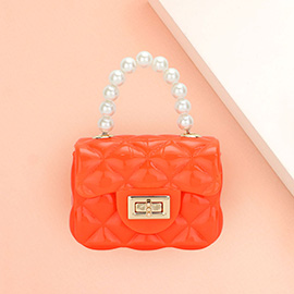 Pearl Top Handle Jelly Mini Flap Purse / Crossbody Bag