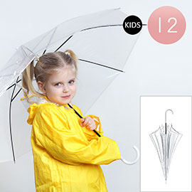 12PCS - Kids Clear Transparent Umbrellas