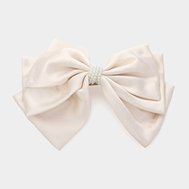 Oversized Pearl Pointed Bow Barrette