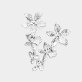 Textured Metal Flower Link Dropdown Earrings