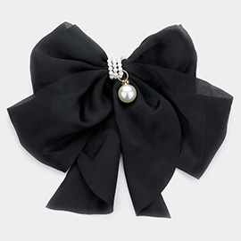 Pearl Pointed Bow Barrette 