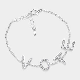 Stone Paved VOTE Message Bracelet