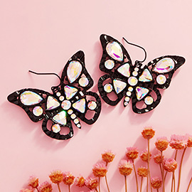 Stone Embellished Butterfly Dangle Earrings