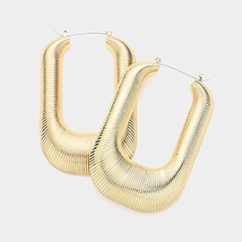 Textured Open Rectangle Metal Pin Catch Earrings
