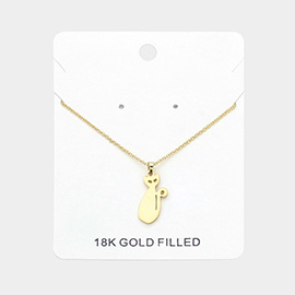 18K Gold Filled Cat Plate Pendant Necklace