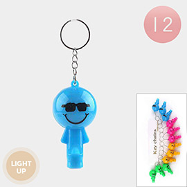 12PCS - Light Up Emoji Man Keychains