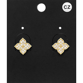 CZ Stone Paved Quatrefoil Stud Earrings