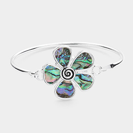 Abalone Flower Pointed Bangle Bracelet