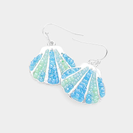 Beads Embellished Shell Dangle Earrings