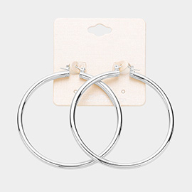 White Gold Dipped Aluminum Pin Catch Hoop Earrings