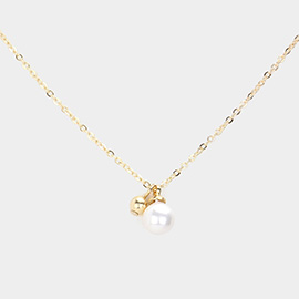 Pearl Metal Ball Pendant Necklace