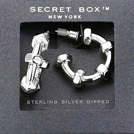 SECRET BOX_Sterling Silver Dipped Textured Metal Hoop Earrings