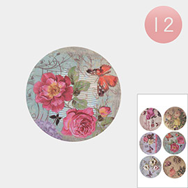 12PCS - Flower Butterfly Printed Cosmetic Mirrors