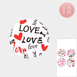 12PCS - Heart Love Message Printed Cosmetic Mirrors