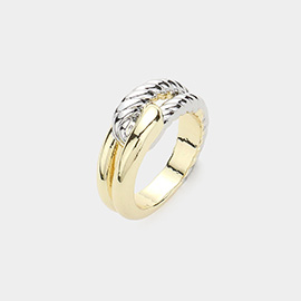 Two Tone Textured Metal Knot Ring