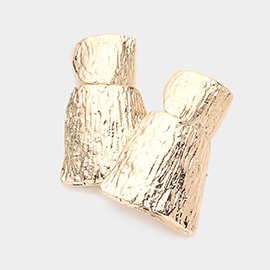 Textured Metal Abstract Clip On Earrings